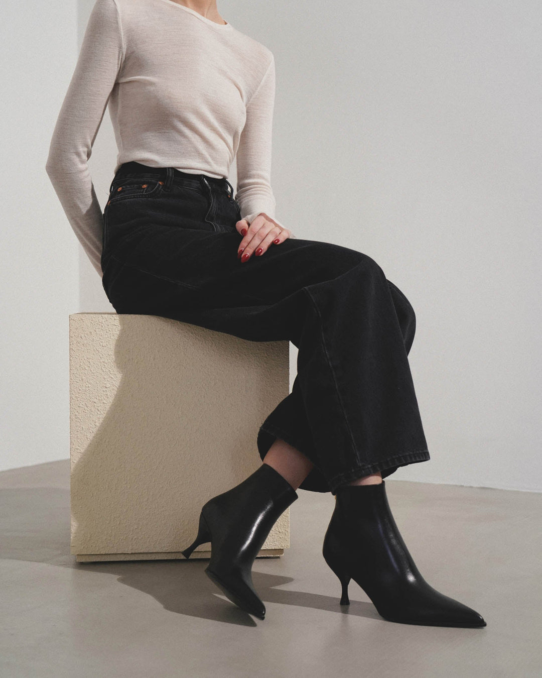 Ferragamo | Joelle 70 black leather boots | Savannahs