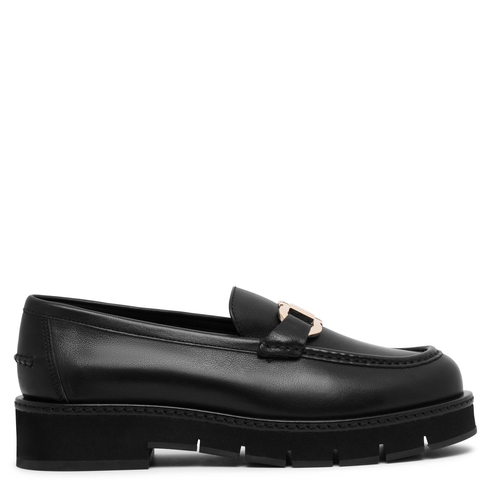 Shop Ferragamo Maryan Lug Black Leather Loafer