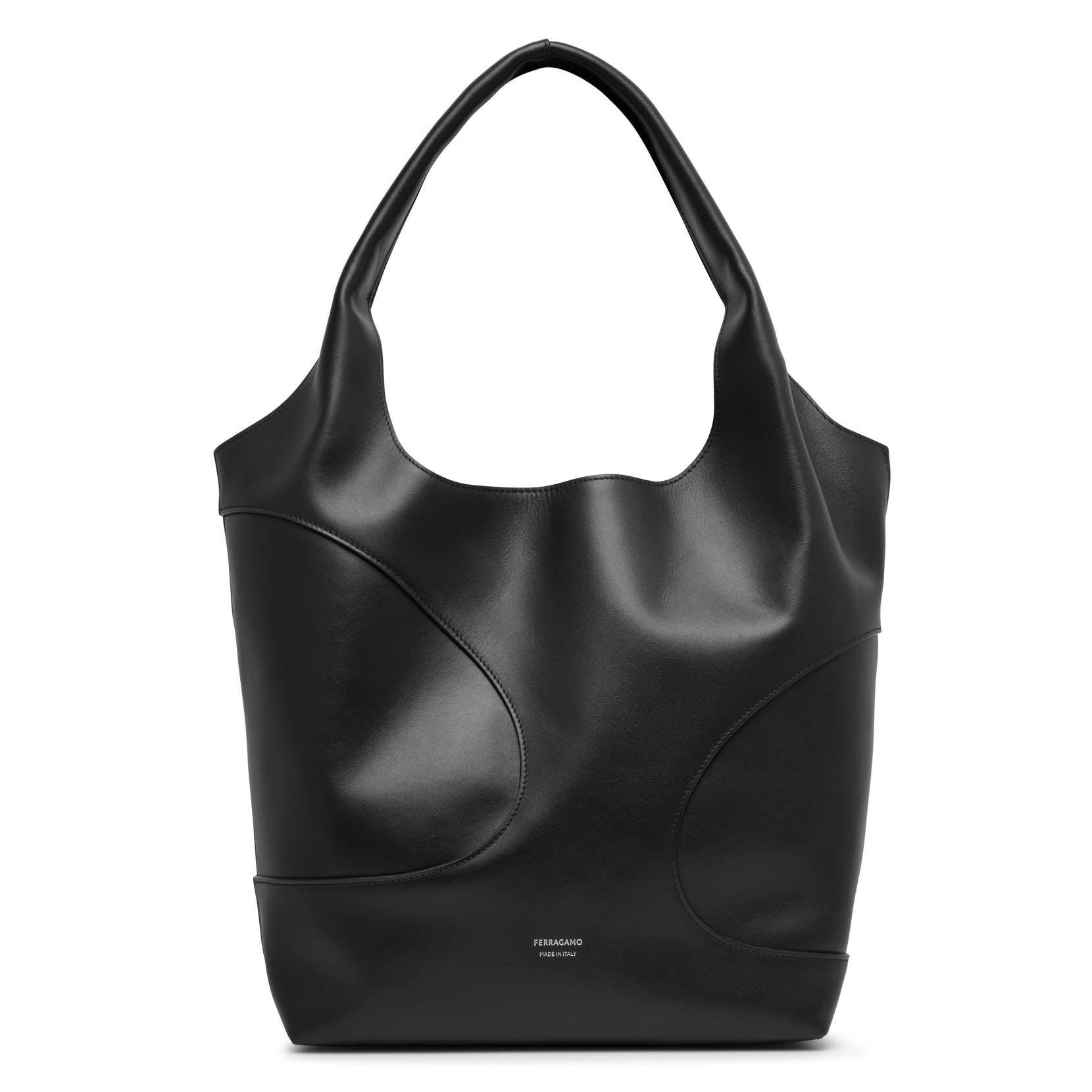 ●Fallett● solid bag black FA2401BG15BK Ferragamo | Cut out soft black tote bag | Savannahs