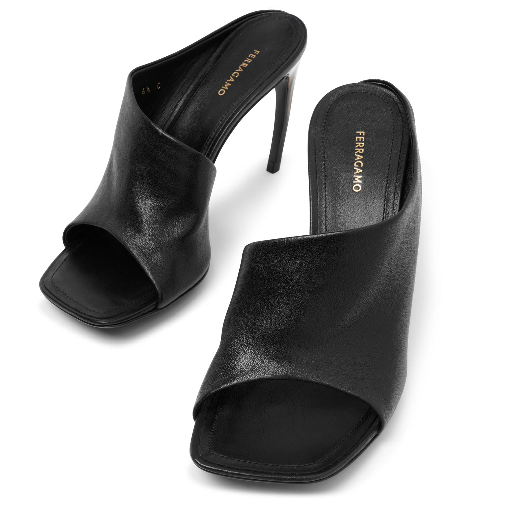 Shop Ferragamo Nymphe 85 Black Leather Sandals