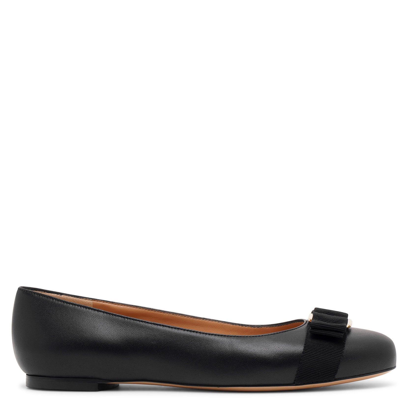 Shop Ferragamo Varina Soft Black Leather Ballerinas