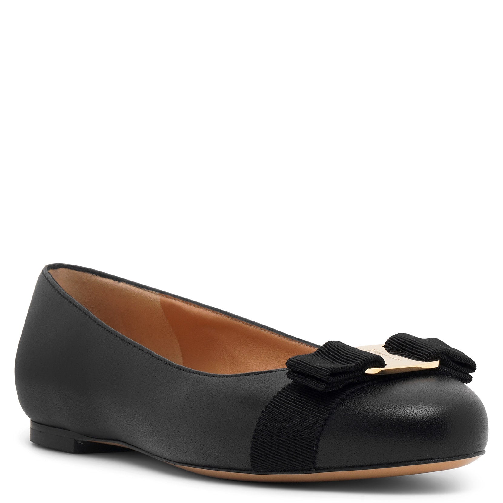 Feragamo Varina バレエシューズ ブラック 7 1/2 C FERRAGAMO（フェラガモ） バレエシューズ VARINA ヴァリナ フラット