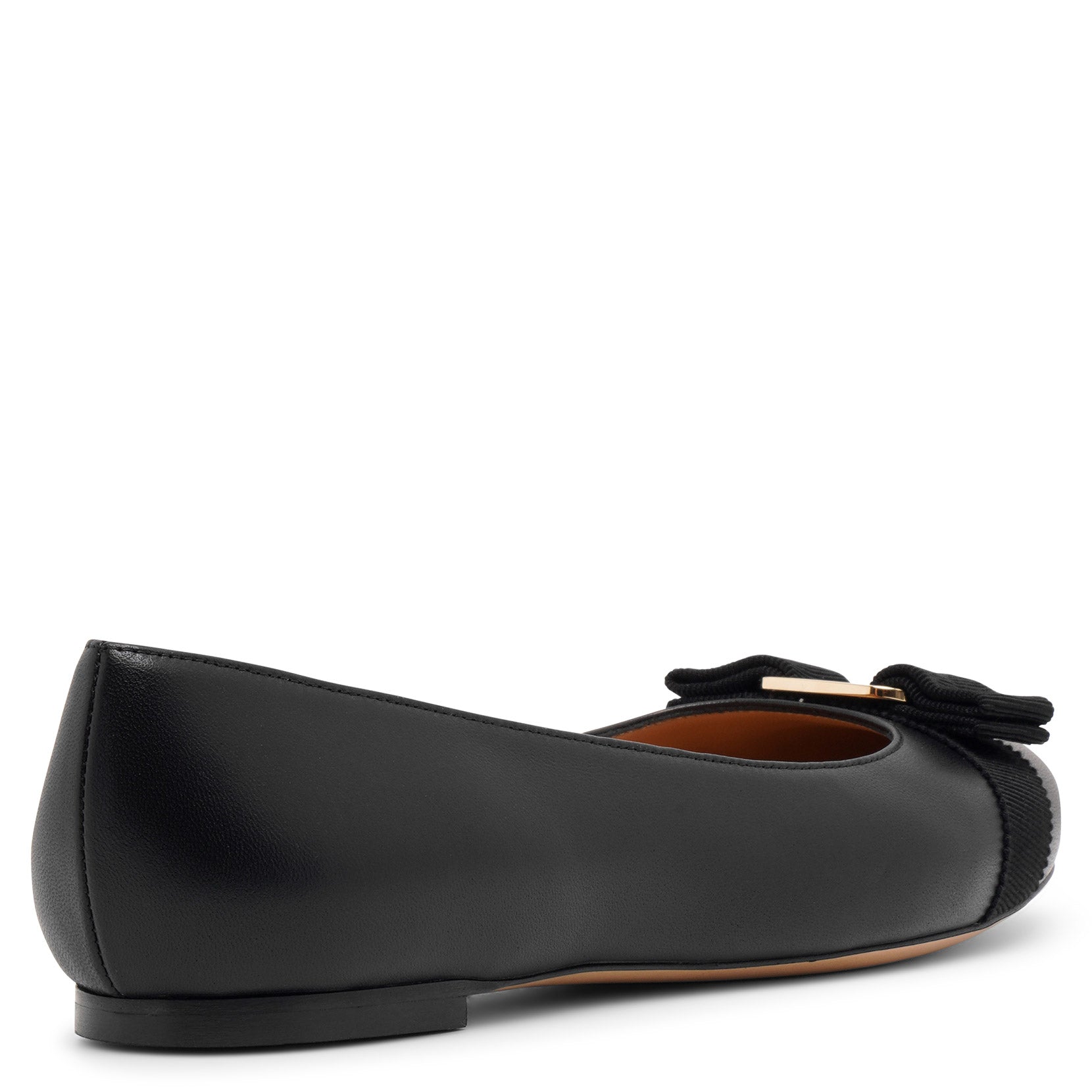 Shop Ferragamo Varina Soft Black Leather Ballerinas