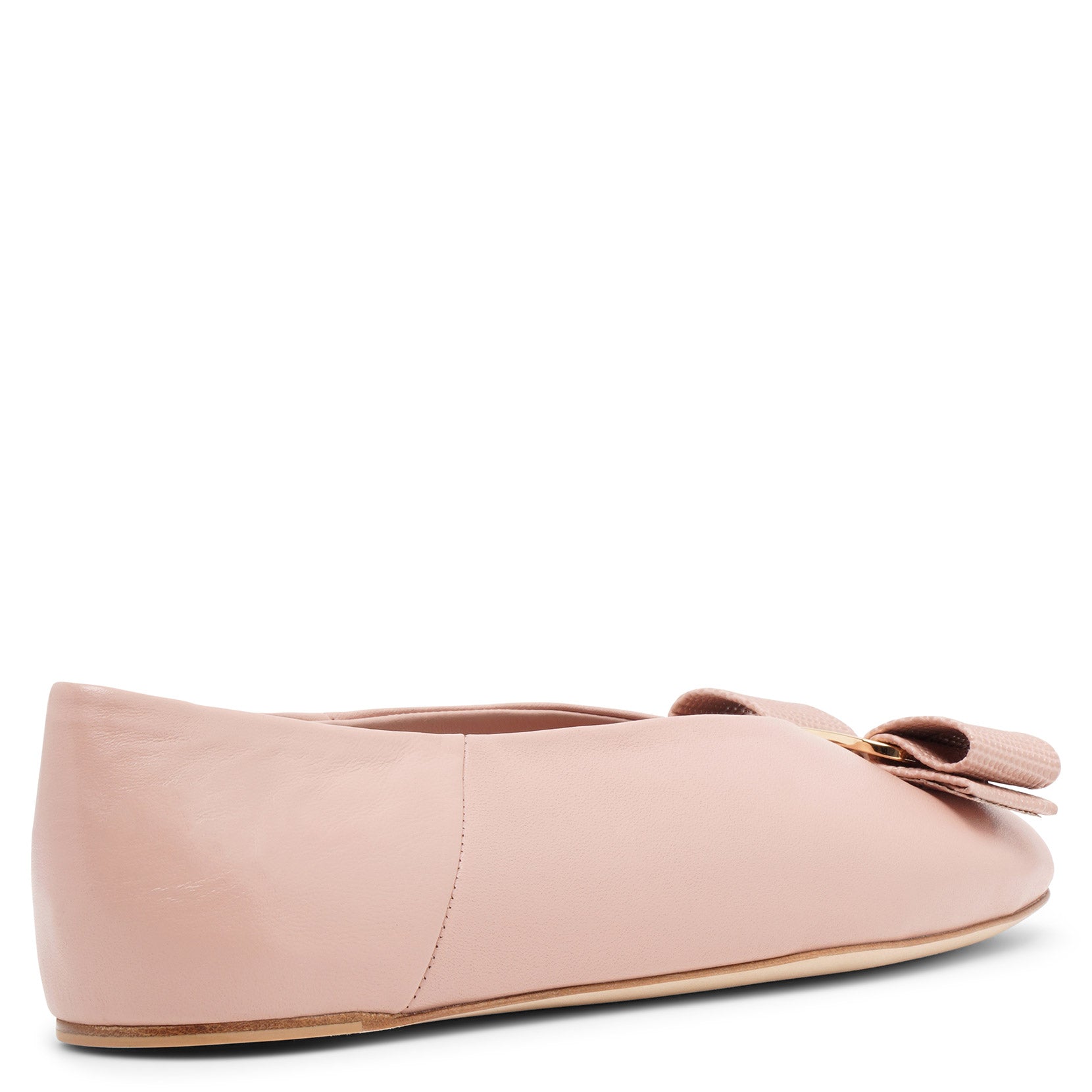 Shop Ferragamo Vanna Beige Leather Ballerinas