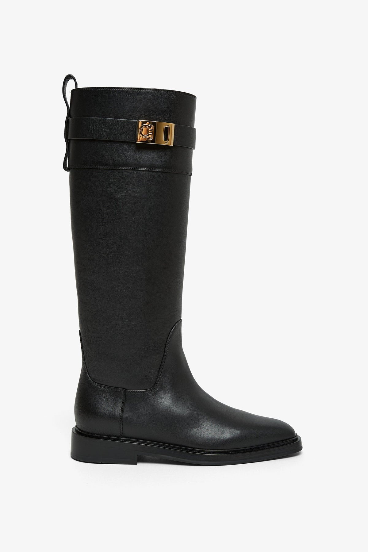 Shop Ferragamo Roly Black Leather Boots