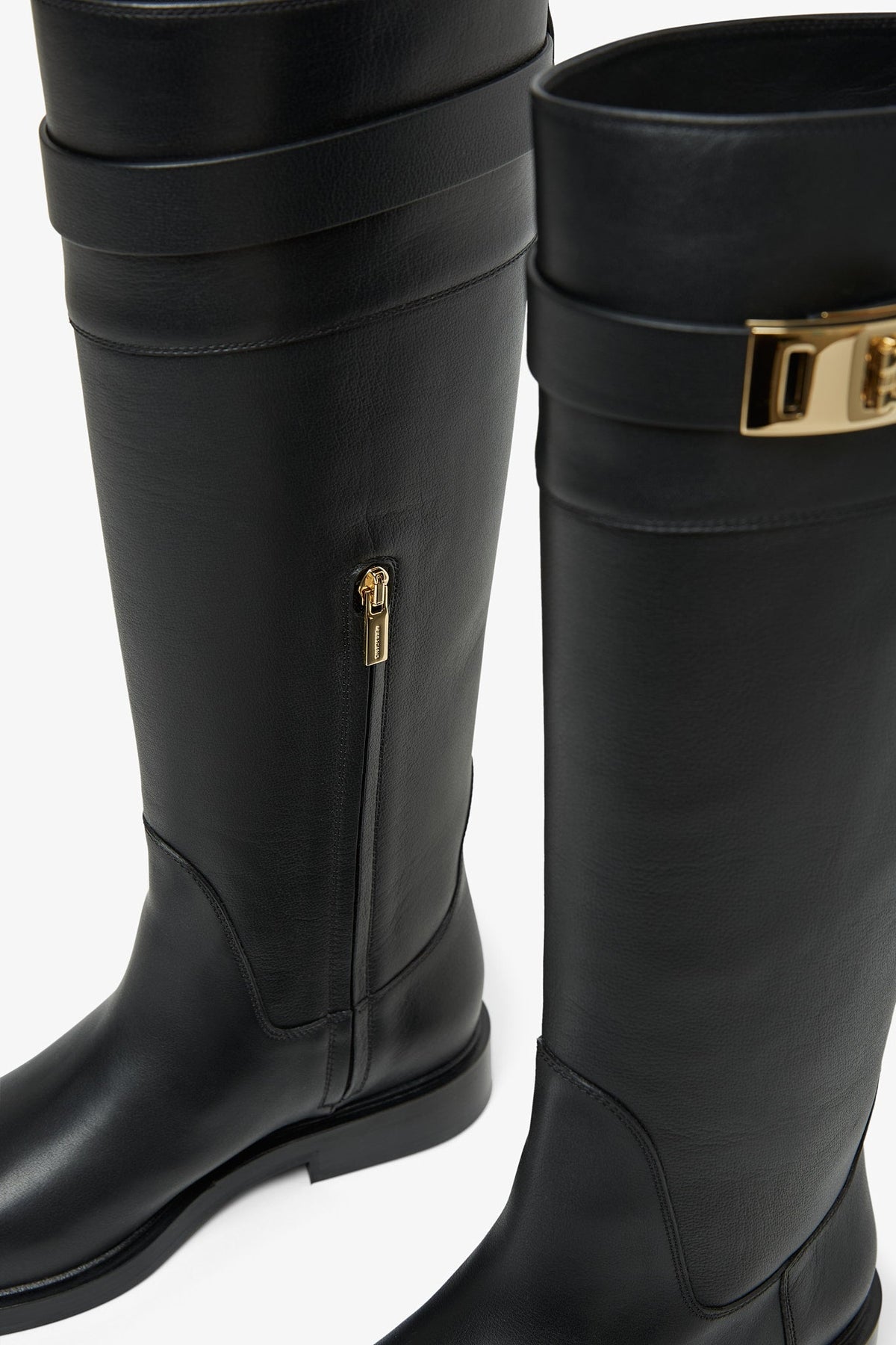 Shop Ferragamo Roly Black Leather Boots