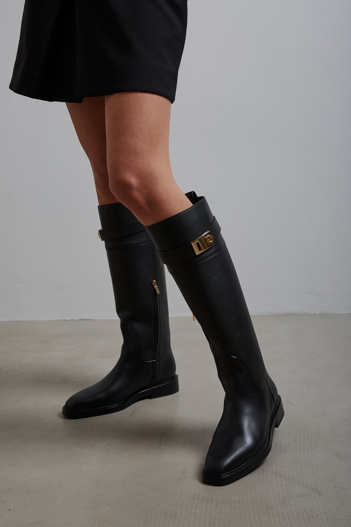 Shop Ferragamo Roly Black Leather Boots