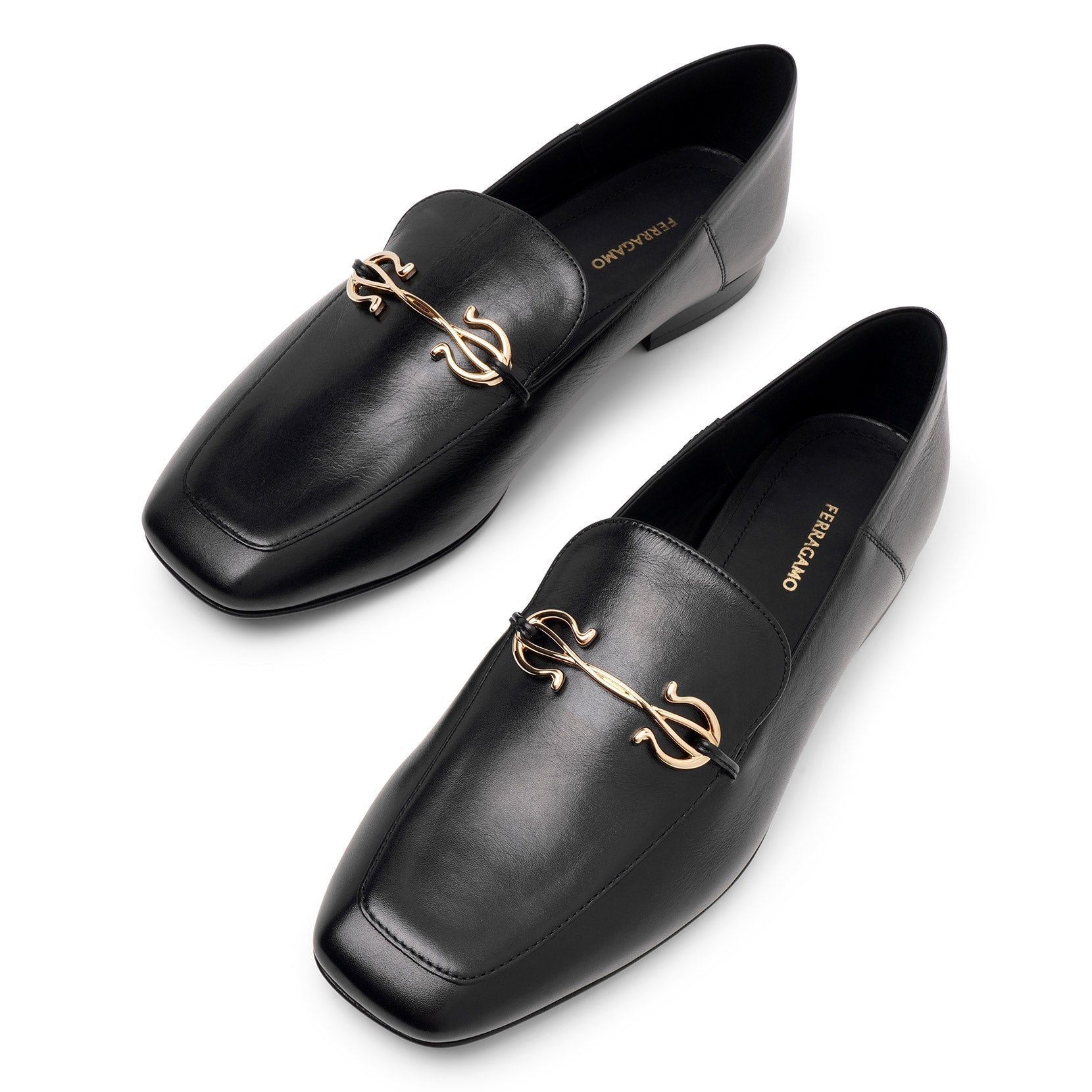 Shop Ferragamo Louis Black Leather Loafers