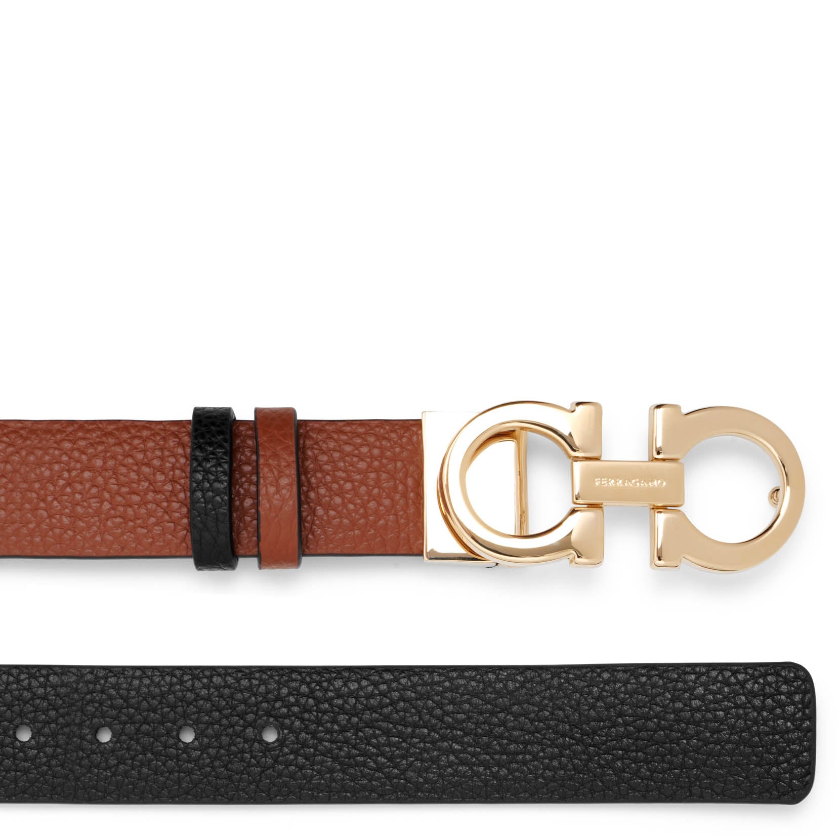 Shop Ferragamo Reversible And Adjustable Black 25mm Gancini Belt