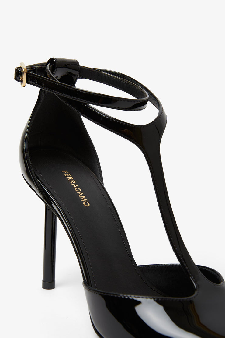 Ferragamo black patent pumps hotsell