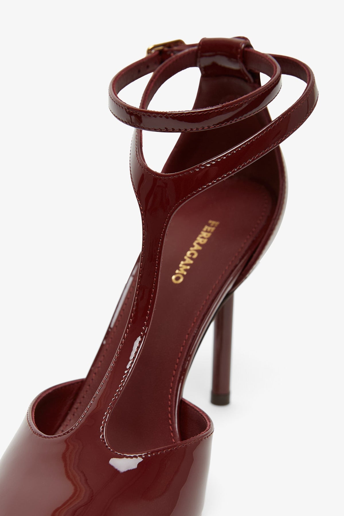 Shop Ferragamo Lysandra 95 Dark Red Patent Pumps