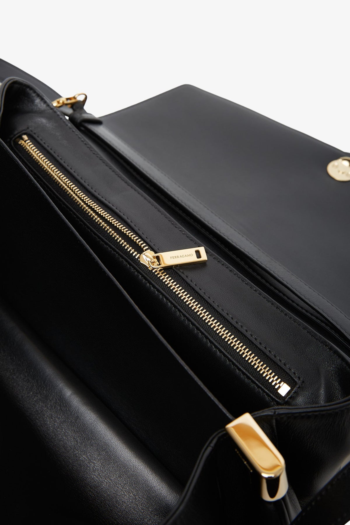 Shop Ferragamo Front Flap Black Crossbody Bag