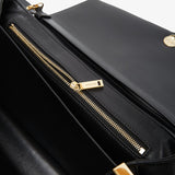 Front flap black crossbody bag