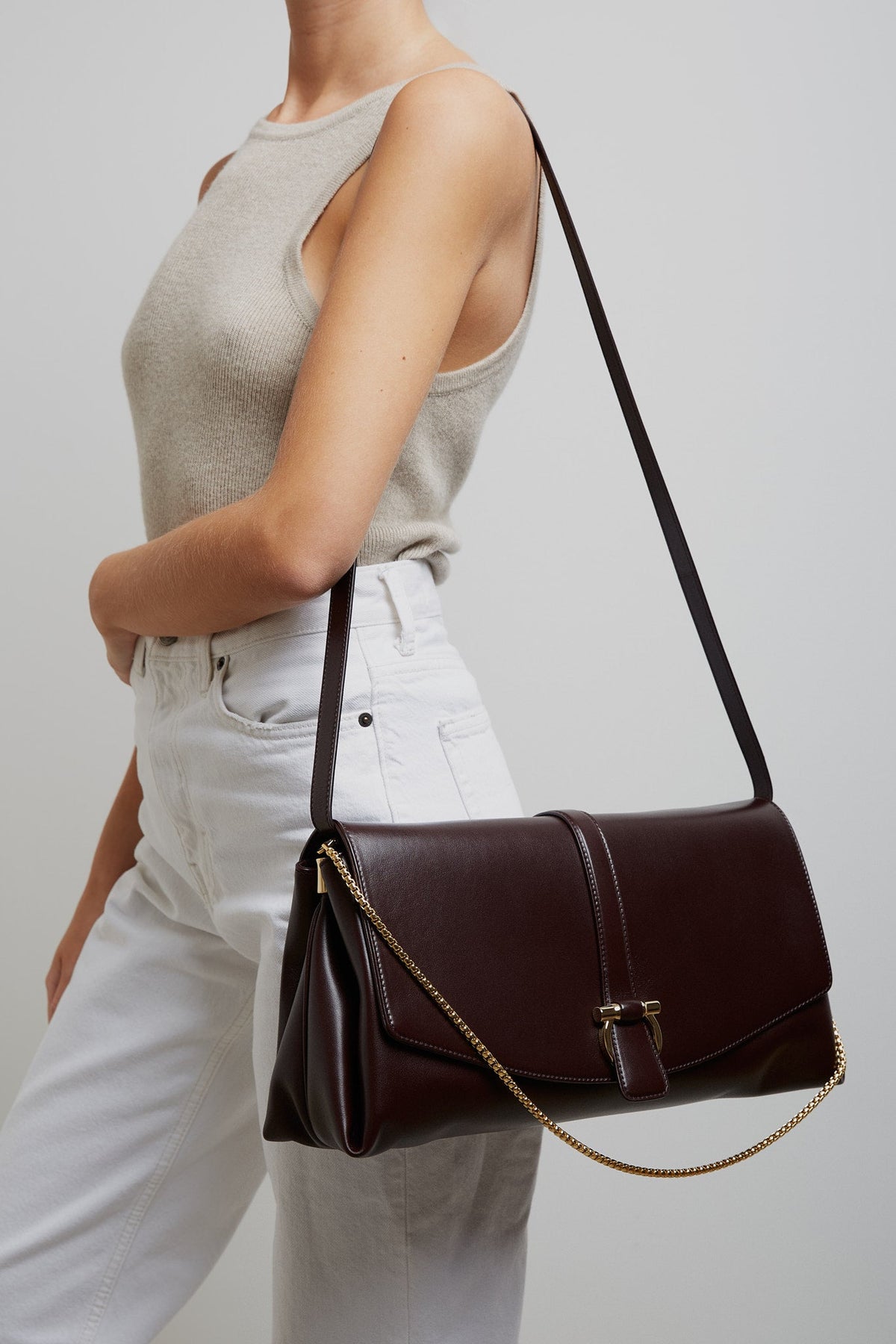 Shop Ferragamo Front Flap Burgundy Crossbody Bag