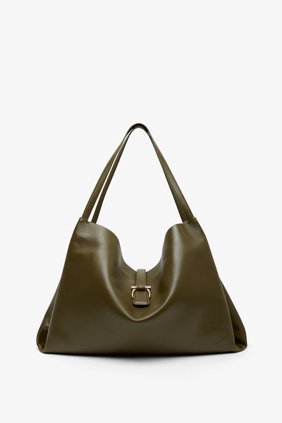 【関税&送料込】Salvatore Ferragamo Olive Green Wool Blend C East-West tote bag (S) - Women | Ferragamo