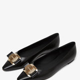 Zea black leather ballerinas