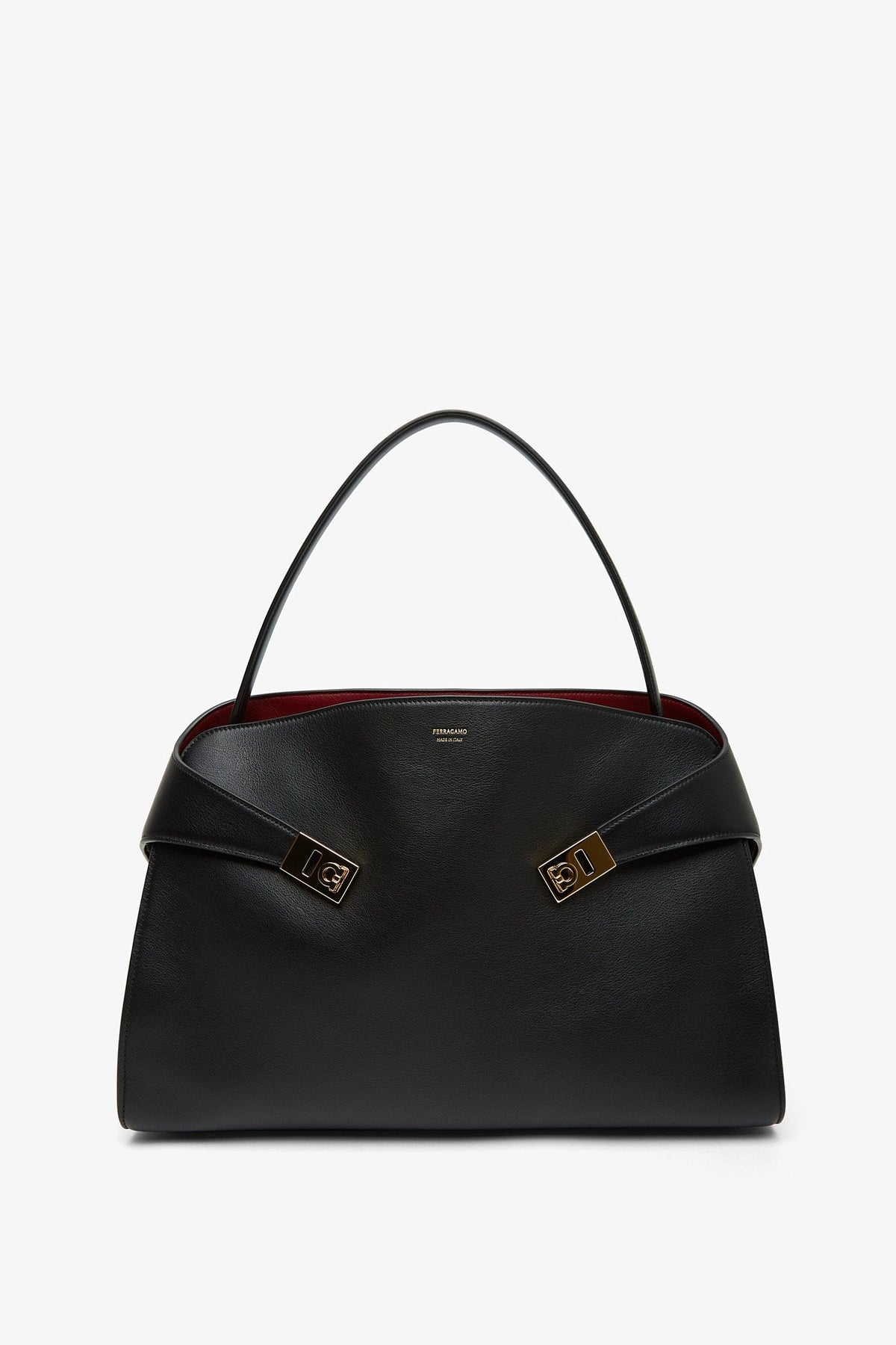 FERRAGAMO HUG MEDIUM BLACK SHOULDER BAG