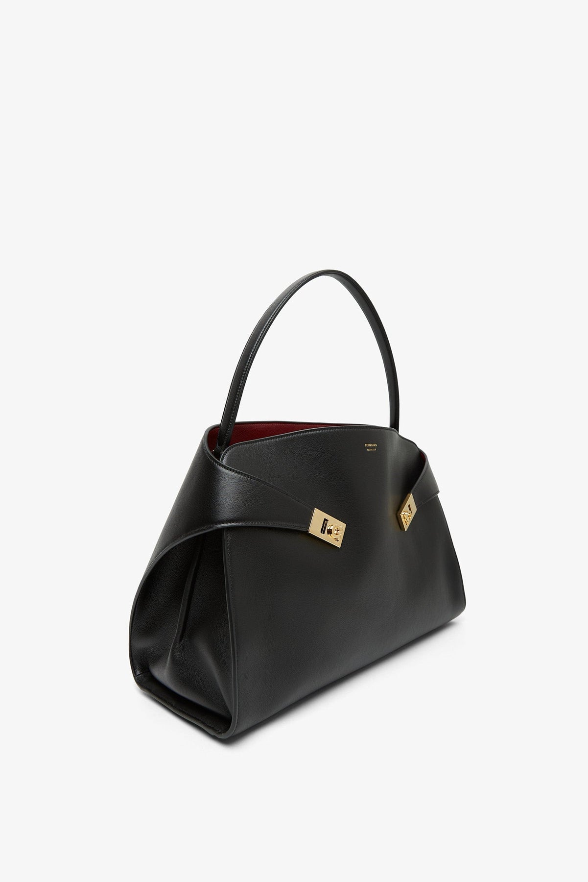 FERRAGAMO HUG MEDIUM BLACK SHOULDER BAG