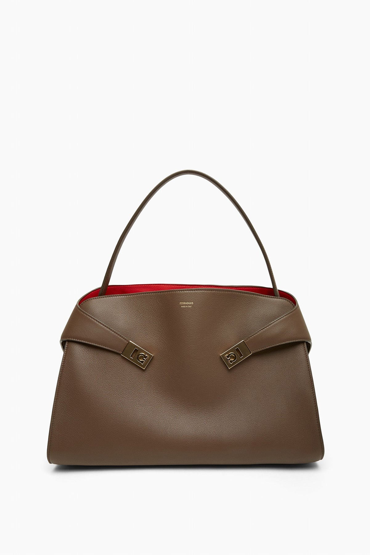 FERRAGAMO HUG MEDIUM TAUPE SHOULDER BAG