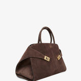 Hug medium dark brown top handle bag