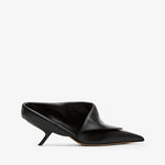 Black high-heeled shoe on a white background