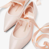 Ankle ribbon pink ballet flats