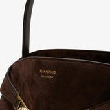 Hug medium brown suede shoulder bag