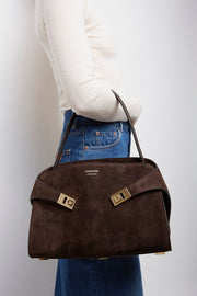 Hug small brown suede shoulder bag