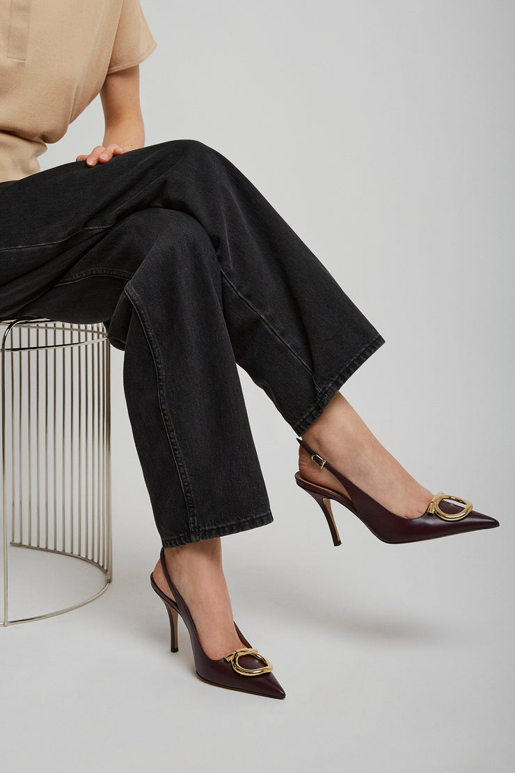 Sara 95 dark red sling pumps