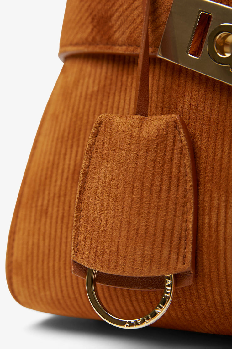Hug S light brown suede top handle bag