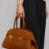 Hug S light brown suede top handle bag