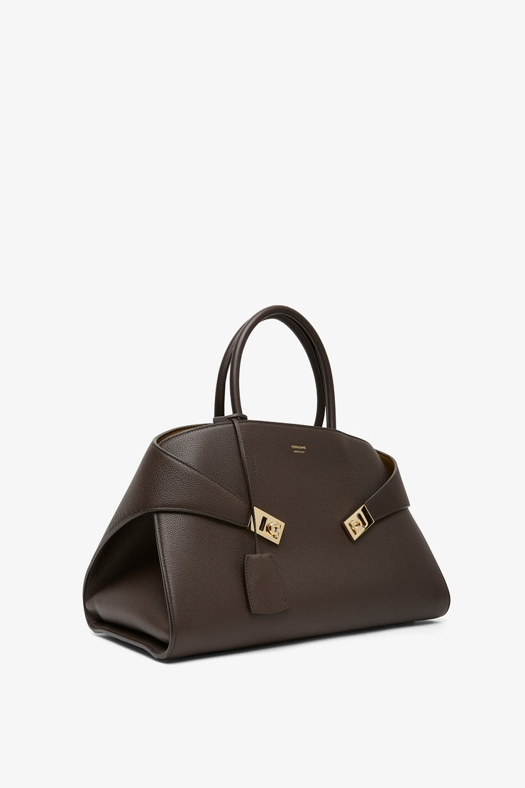 Hug M brown bicolor top handle bag