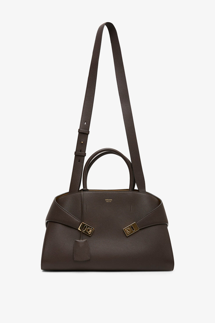 Hug M brown bicolor top handle bag