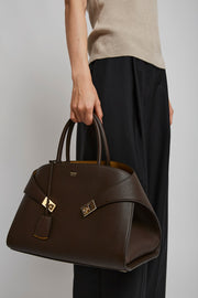 Hug M brown bicolor top handle bag