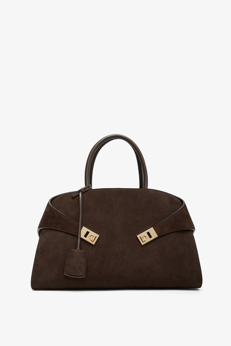Hug M brown suede top handle bag