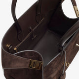 Hug small brown suede top handle bag