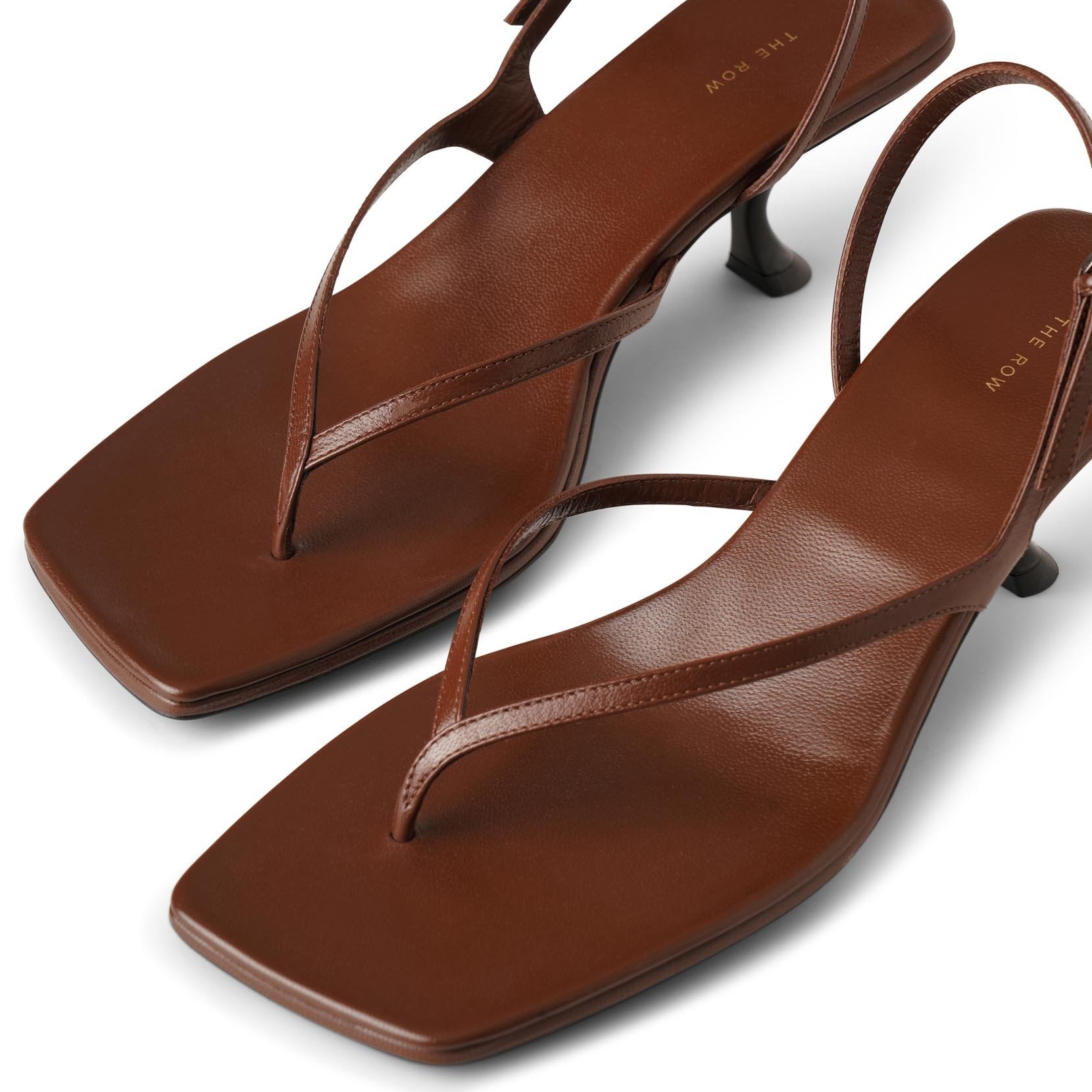 The Row | Constance walnut leather sandals | Savannahs