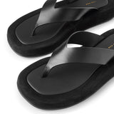 Ginza leather and suede platform flip flops