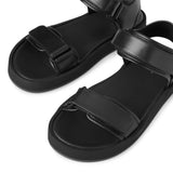 Hook and Loop black leather sandals