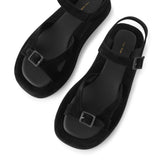 Geri black suede flat sandals