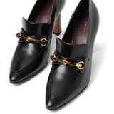 Lady black leather loafers