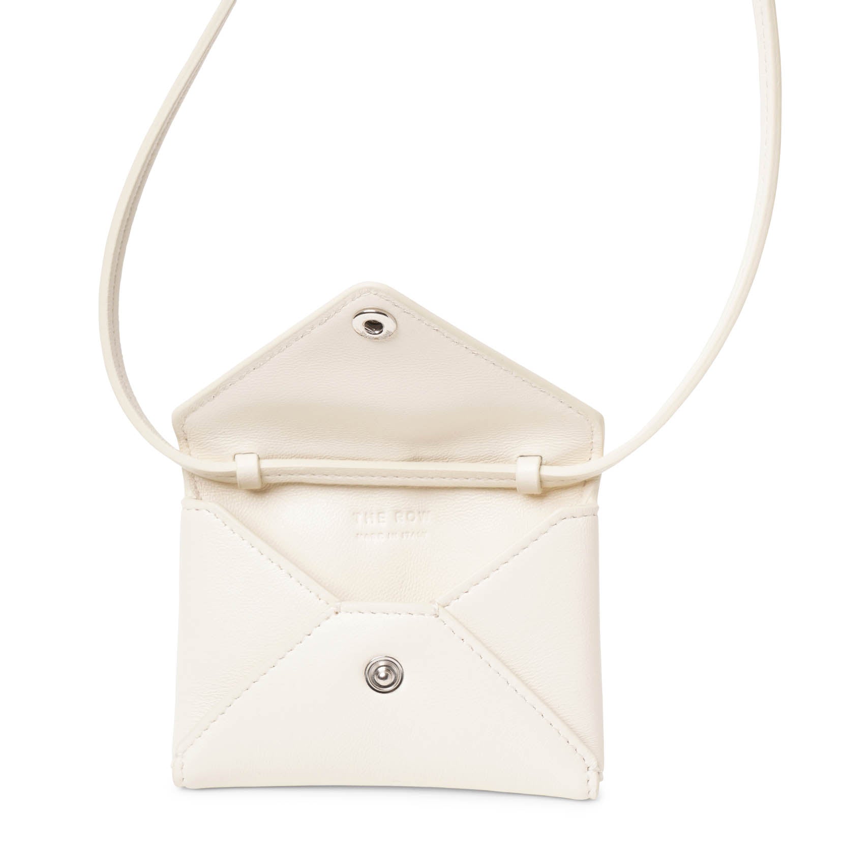 The Row | Mini Envelope ivory white leather shoulder bag | Savannahs