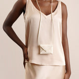 Mini Envelope ivory white leather shoulder bag
