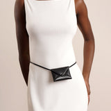 Mini Envelope black leather shoulder bag