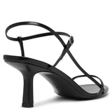 Bare black leather sandals