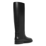 Grunge riding black leather boots