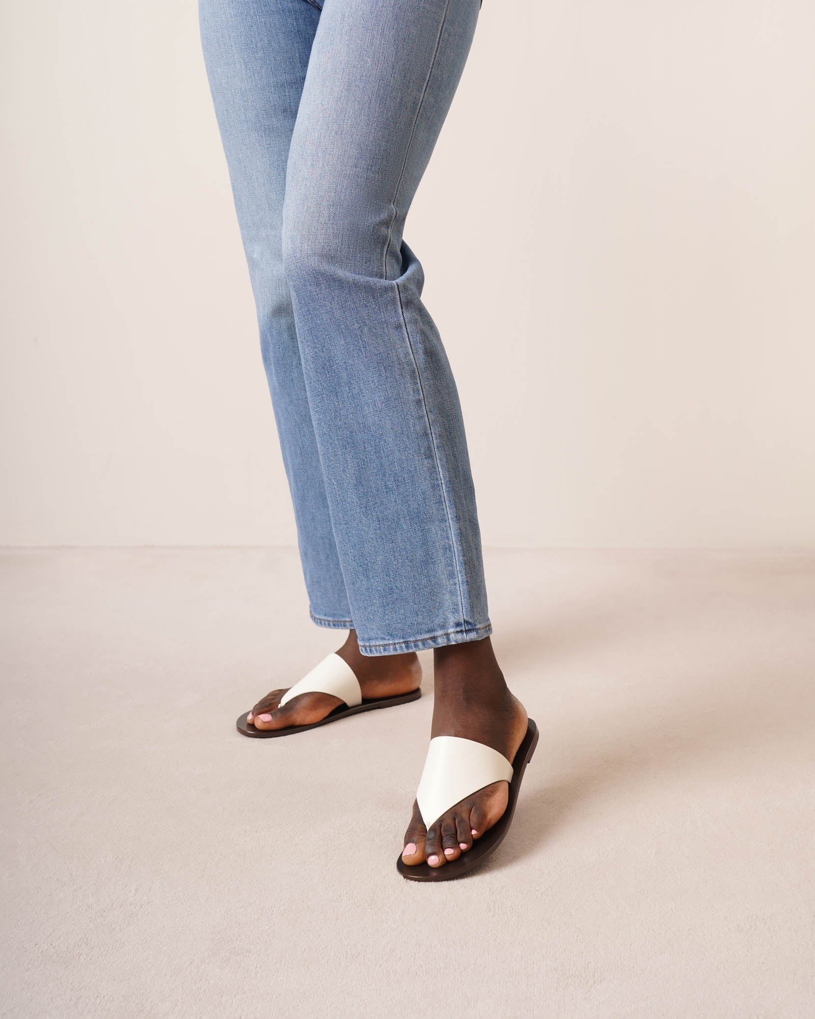 The Row | Avery white leather thong sandals | Savannahs