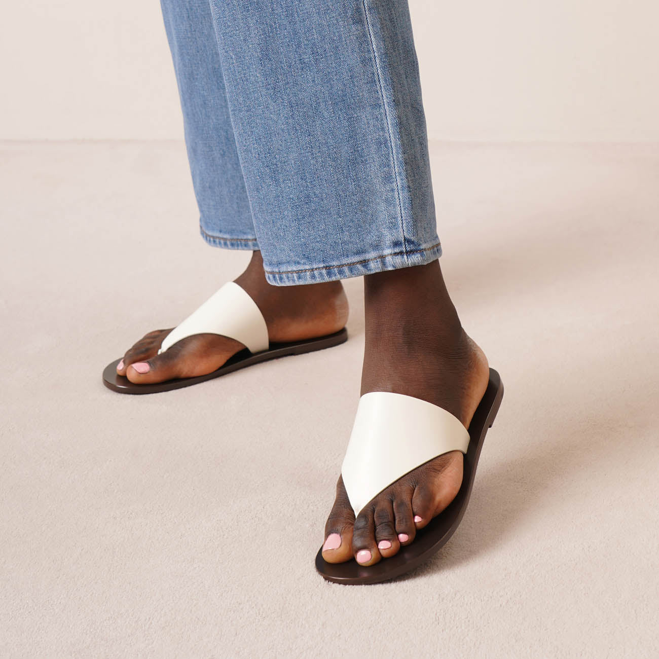 The Row | Avery white leather thong sandals | Savannahs