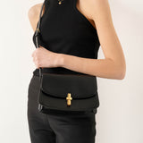 Sofia 8.75 black leather shoulder bag