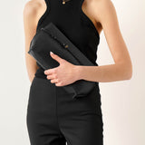 Sienna black saddle leather clutch